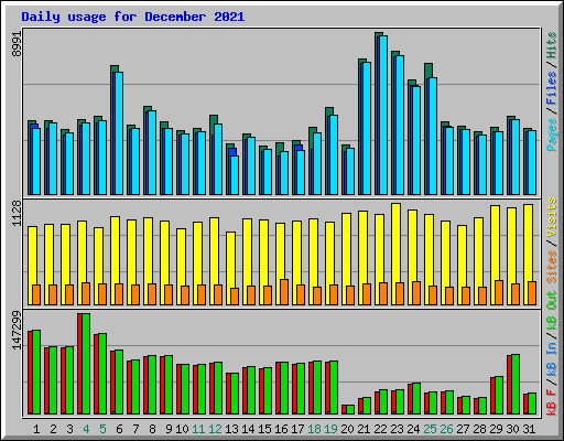 Daily usage for December 2021