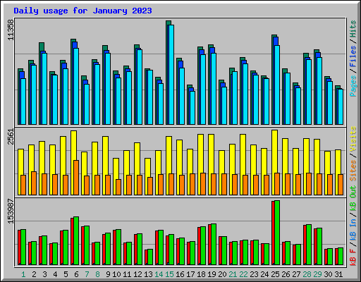 Daily usage for January 2023